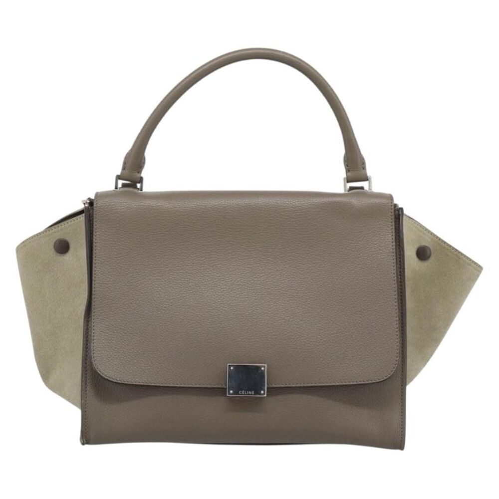 Celine Trapeze Leather With Suede Gray Leather Handbag